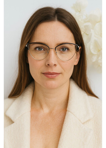 Жіночі металеві окуляри лисички для корекції зору +3.75 Антиблік БлюБлокер Verse (371813123)