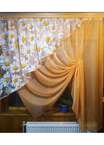 Фіранка Фая абрикосовий ромашка ліва No Brand (372134025)