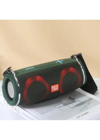 Портативна бездротова Bluetooth-колонка T&G TG642 з потужним звучанням, LED-підсвіткою та ремінцем для перенесення Зелений TG (374123622)