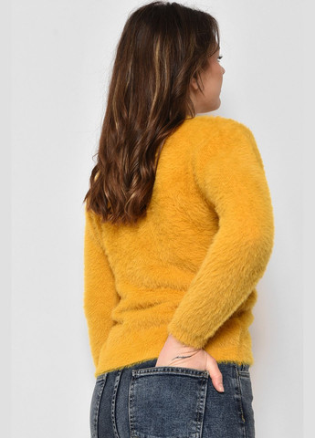Горчичный зимний свитер женский из ангоры горчичного цвета пуловер Let's Shop