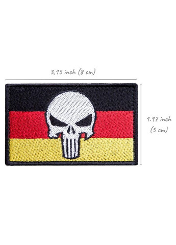 Набір шевронів 2 шт. нашивка з липучкою Флаг Німеччини та Череп Карателя 5х8 см, вишитий патч IDEIA (275871080)
