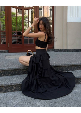 Льняна спідниця-максі у стилі бохо та красивому чорному кольорі No Brand 415-1 (353690333)