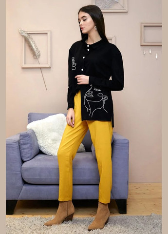 Черная повседневный рубашка с рисунком Seventeen с длинным рукавом