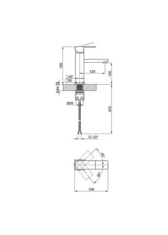 Змішувач для раковини Kubis 001F (k35) LDKUB001FBLA43376 Black LIDZ (379286715)