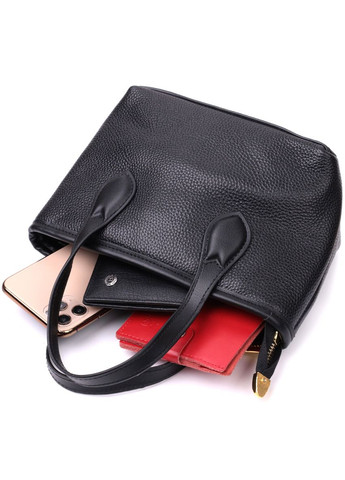 Вместительная сумка с двумя ручками из натуральной кожи черная 22286 Vintage (329196665)