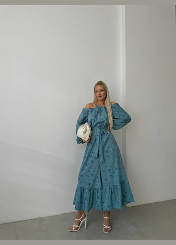 Бірюзова святковий, вечірня, відвертий, повсякденний, ділова, коктейльна сукня жіноча з відкритими плечима No Brand