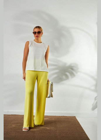 Женские брюки-палаццо из хлопка, широкие летние брюки с высокой талией и защипами (2309) Triko Bakh (334710549)