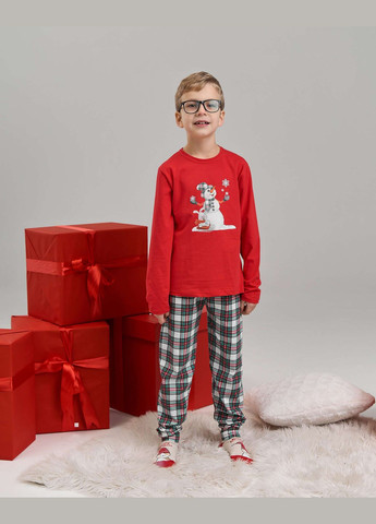 Червона комплект на хлопчика зі штанами в клітку Tom John