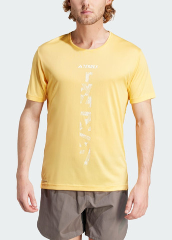 Оранжевая футболка для бега terrex agravic adidas
