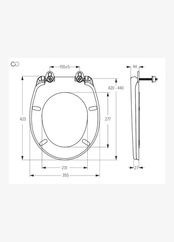 Сидіння для унітазу СПД-18 з мікроліфтом антибактеріальне SoloPlast (340285934)