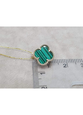 Золотые серьги Клевер с малахитом. 2С128/71Б PlatoN (360713023)