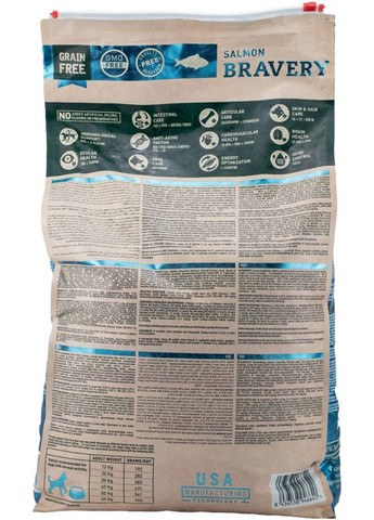 Сухой корм Salmon Large/Medium Adult для взрослых собак средних и больших пород с лососем 12 кг (8436538946640) Bravery (315867979)