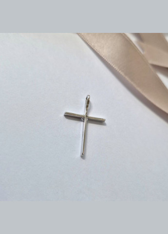 Срібний Хрестик прямий хрест з Білим каменем срібло 925 проби Родоване п2ф/100 1.00г No Brand (306742173)