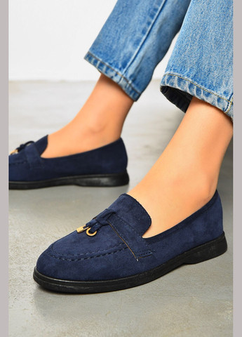 Let's Shop Туфли-лоферы женские темно-синего цвета лоферы темно-синий з искусственная замша, украина — демисезон (328915964)