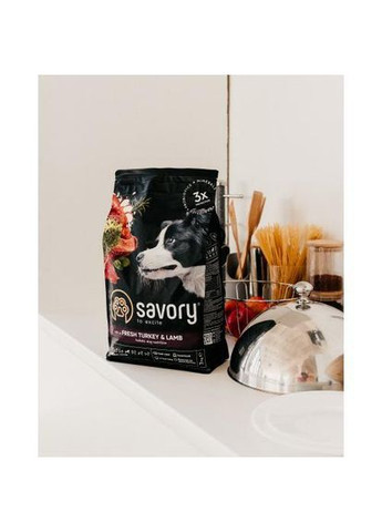 Сухой корм Medium для собак средних пород, со свежим ягненком и индейкой, 1 кг (*) Savory (323219464)