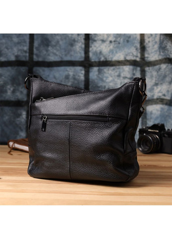 Сумка крос-боді через жіноче плече з натуральної шкіри середня Чорний 38361 Vintage (355245204)