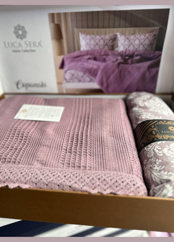 Постільна білизна з піке бавовна євро Бузковий (П4К-postel-pike-001-04) No Brand (308754982)