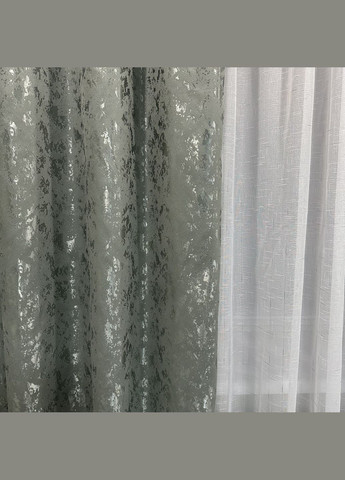 Комплект готових штор (2шт) мармур льон темно сірого кольору 150х270см No Brand (299712226)