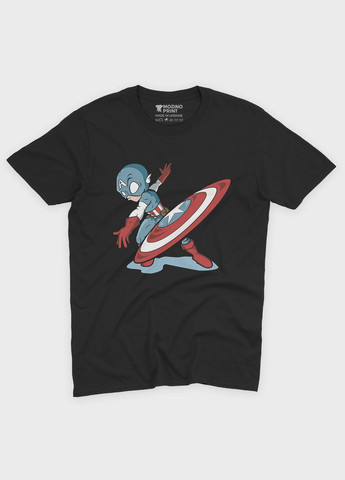 Чорна чоловіча футболка з принтом супергероя - капітан америка (ts001-1-bl-006-022-011) Modno