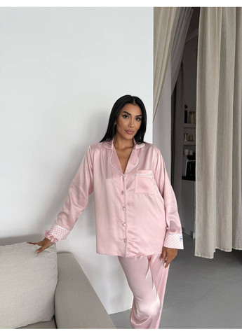 Рожева всесезон костюм женский домашний с принтом, рожевий сорочка + брюки No Brand