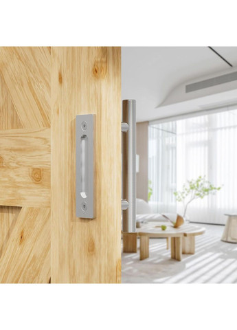 Дверная ручка для раздвижной двери 30 см двойная врезная двусторонняя, нержавеющая сталь, серебристая с креплением No Brand (361946231)