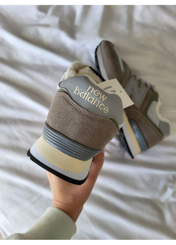 КРОССОВКИ ЖЕНСКИЕ NEW BALANCE 574 GREY FUR НЬЮ БЕЛАНС 574 No Brand серые зима (367115117)