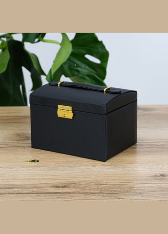 Скринька для прикрас середня багатошарова з дзеркалом екошкіра чорна см (JZ-005-1) Гранд Презент (322196126)