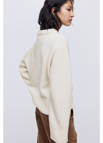 Молочный зимний вязаный женский свитер оверсайз н&м (58695) xs молочный H&M