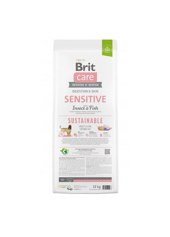 Сухой корм для собак Care Dog Sustainable Sensitive 12кг, с рыбой и насекомыми Brit (292259595)