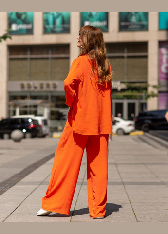 Женский костюм из креп жатки рубашка и штаны Оранжевый Maybel (295447331)