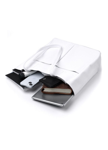 Женская сумка-шоппер из натуральной кожи с одним отделением и карманами белая (sku_22844) No Brand (329853433)