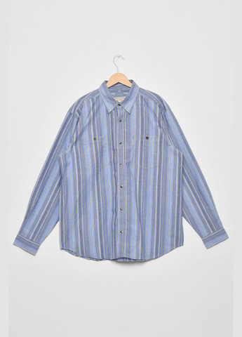 Сорочка чоловіча батальна блакитного кольору в смужку Let's Shop (293765049)