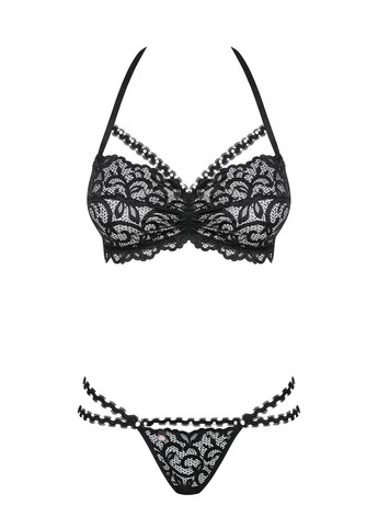 Комплект мережива Joylace з вкрапленнями перлин, чорний, Obsessive (331171259)