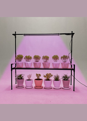 Подставка для цветов на подоконник Lucia Bicolor 2 с двойной фитолампой. Полка для цветов на окно Metaplant (300674530)