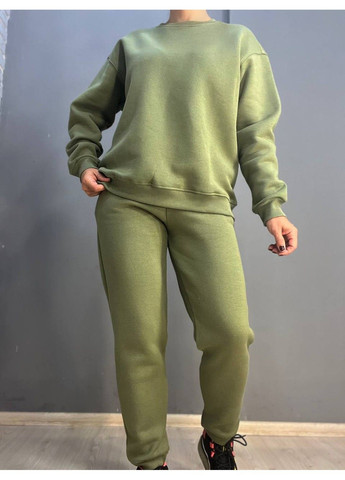 Костюм женский 24-13-14 простой брюки джогеры на резинке и свитшот оверсайз утепленный флис PEPPER MINT (304062625)