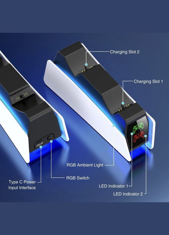 Зарядное устройство для DualSense док-станція PlayStation 5 PS5 Білий BEBONCOOL (338228732)