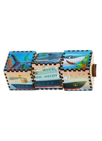 Деревянные кубики "Водный мир" Ubumblebees (ПСД179) PSD179 вращаются No Brand (330610067)