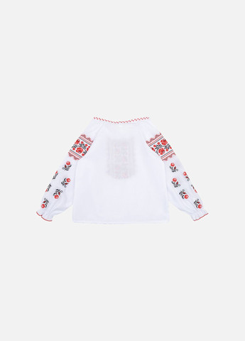 Белая вышиванка с длинным рукавом для девочки цвет белый cb-00246415 поплин (330223214)