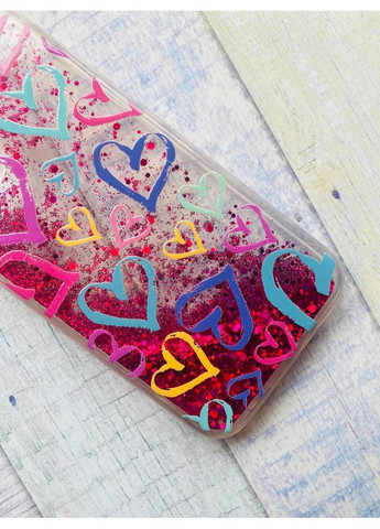 Чехол с плавающими блестками на Samsung Galaxy A25 (A256) Сердечка (принт 332) CASE CONTROL (360692413)