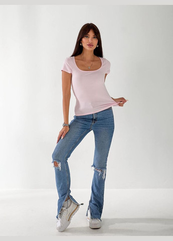 Жіноча базова футболка рожевого кольору 33326 No Brand - (334302530)