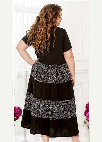 Чорна сукня жіноча леді досконалість літне sf-195а 54-56 Sofia з абстрактним візерунком