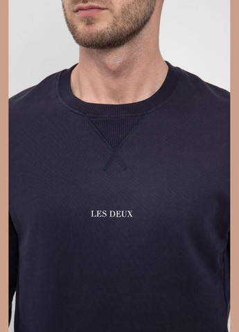 Темно-синий хлопковый свитшот с логотипом Les Deux - крой темно-синий кэжуал - (291442596)