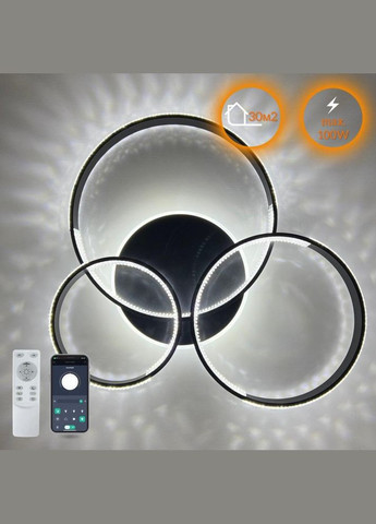 Світильник стельовий світлодіодний AKRILIKA ROUND 100 W 4R BLACK Luminaria (329439996)