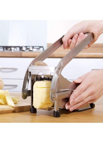 Ручна картоплерізка машинка Potato Cut для нарізки картоплі фрі з нержавіючої сталі 2 насадки різних розмірів Silver No Brand (350349182)