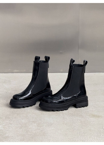 Осенние демисезонные челси из лакированной кожи Helen