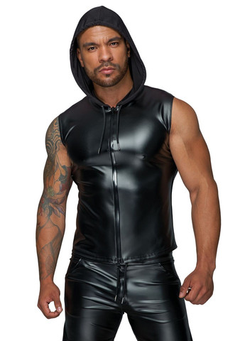 Мужская безрукавка с капюшоном H062 Hooded Shirt,, мокрый эффект - CherryLove Noir Handmade (340275185)