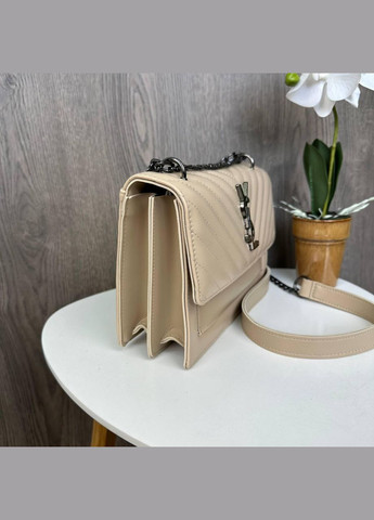 Женская мини сумочка клатч на цепочке с магнитом экокожа бежевый (sku_1254Б) No Brand (330575540)