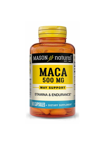 Натуральная добавка Maca 500 mg, 60 капсул Mason Natural (293342503)