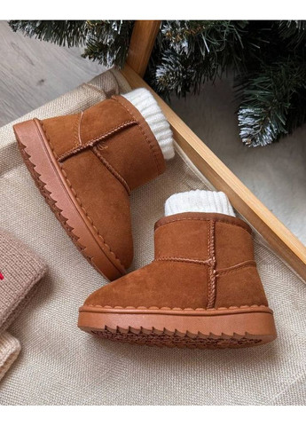 Цветные зимние угги детские змние fn эко-нубук коричневые No Brand