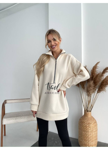 Молочний жіночий трендовий світшот — замір в описі DK/DL Мода без кордонів однотонний без декору (366527115)